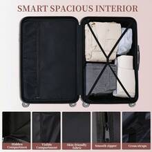 YSTYLE 3/5 Piece Hardside Luggage Set (12, 18, 20, 24, 28 Inch), With Scratch-Resistant And Impact-Resistant ABS Shells, Spacious Design And Four 360-Degree Spinner Wheels - Rose Gold - View 7