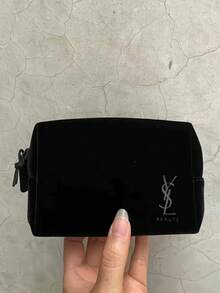 Yves Saint Laurent Ladies' Velvet Black Gold Logo Handbag, Portable Makeup Bag, Retro Luxury Banquet Bag, Christmas And Holiday Gifts - Black - View 6