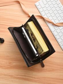 SHABILI New Fashion Business Casual Men's Clutch Bag, Large Capacity Multi-Card Slots Wallet, PU Leather Big Bill Compartment - Coffee - View 4