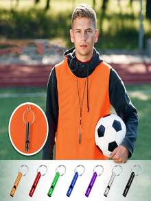 2/6/8pcs Aluminum Alloy Emergency Whistle With Hook, Outdoor Camping Hiking Fishing Hunting Survival Distress Whistle - Multicolor - View 4