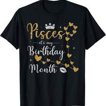 Camiseta del horóscopo del signo zodiacal Piscis para febrero y marzo - Negro - Ver 1