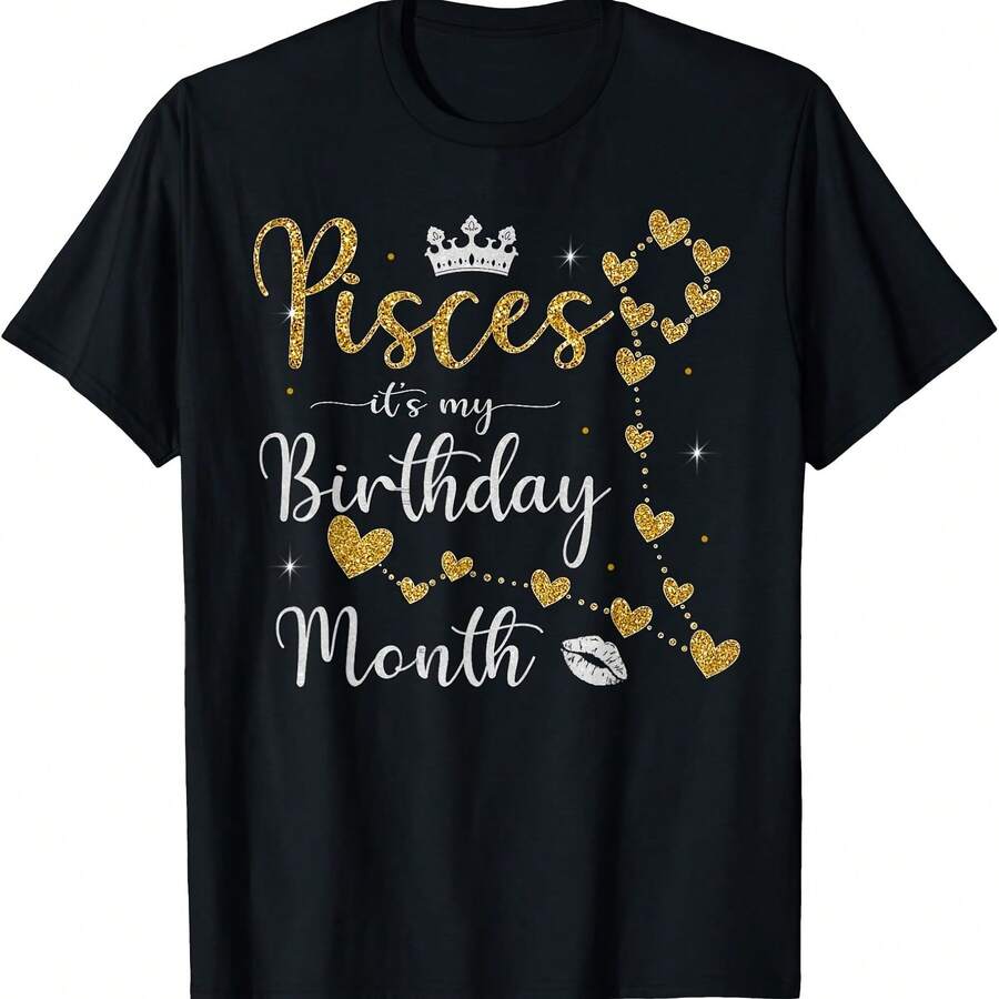 Camiseta del horóscopo del signo zodiacal Piscis para febrero y marzo - Negro - Ver 1