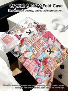 Travel, Map, Airplane, Car, Road Sign IPad Case Compatible With IPad Air 4/5 10.9 Inch, IPad 7/8/9th 10.2 Inch, Built-In Pencil Slot Compatible With Samsung Tab S6 10.4 Inch, Tab A7 Lite 8.7 Inch, Ins Style Leather Case, Back To School, Valentine's Day, New Year Gift - Multicolor - View 4