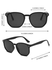 1 Pair Men's Black Round PC Frame Fashion Glasses, Minimalist Solid Color, Fashionable For Casual, Street Style, Vacation - Glossy Black - View 5