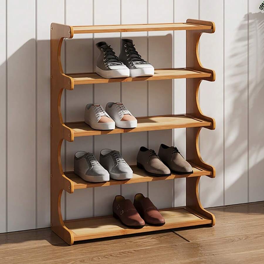LIVINGANDHOME 3/4/5 Tier Bamboo Shoe Rack,Floor Standing Shoes Storage Shelf Rack,Shoes Storage Organizer For Hallway Enterway - Brown - View 1