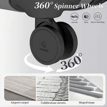 YSTYLE 4-Piece Hardside Luggage Set (12/20/24/28 Inches), With Scratch-Resistant And Impact-Resistant ABS Shells, Spacious Design And Four 360-Degree Spinner Wheels - Dark Grey - View 4