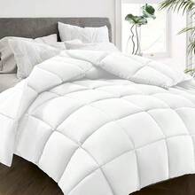 1pc Queen Size All Season Comforter Duvet Insert, Quilted Soft Breathable Microfiber Bedding, Solid White Bed Quilt - White - View 8