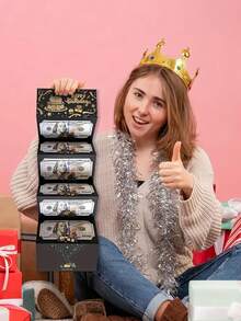 Elegant Black & Gold Design Cash Envelope Gift Box, Suitable For Birthday Celebration, Cartoon Fantasy Themed Souvenir, Exquisite Memento, Birthday Surprise Gift - Multicolor - View 9