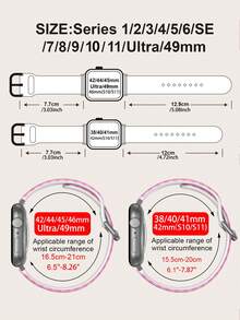 1条柔软弹力透气粉色格子雏菊替换腕带，适用于 38mm 40mm 41mm 45mm 44mm 42mm 49mm，时尚休闲多色硅胶表带，兼容 Ultra Series 10/SE/9/8/7/6/5/4/3/2/1智能手表配件 - 彩色 - 查看 6
