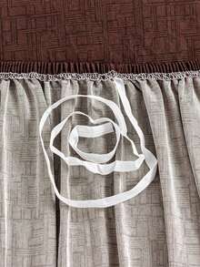 1pc Stretch Full Sofa Cover, Floral Pattern, Modern Style Polyester Fabric, Machine Washable, Protects Sofa, Dust & Dirt Resistant - Dark Brown - View 8