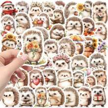 50张卡通简约刺猬涂鸦防水贴纸，适用于滑板、笔记本电脑、手机壳、水杯、吉他、行李箱等。 - 彩色 - 查看 4