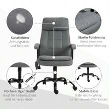 Massaging Office Chair, Ergonomic Office Chair, Height-Adjustable Gaming Chair, Grey - Grey - View 7