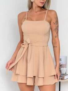 Basic Printed Jumpsuit With Padded Cups - Duna Premium - Light Beige - View 3