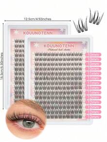 168pcs C-Curl Natural False Eyelashes, Soft Eyelash Clusters, Length 10/11/12mm, Lash Base 5-6mm, Delicate Natural C-Curl, Wide Span, DIY Eyelash Extension, Individual Lashes, Thin Transparent Lash Band - C - View 3