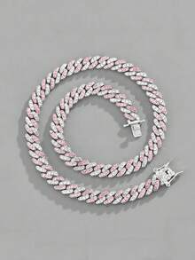 Fashionable Hiphop Multi-Color Cuban Link Chain Necklace, Essential For Women's Daily, Party, Commuting Outfits, Versatile And Elegant - Affordable Luxury and Exquisite Clavicle Necklace - View 2
