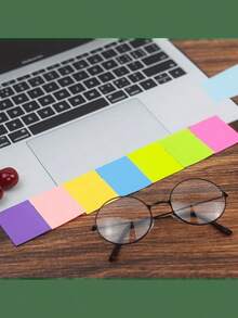 300Pcs Colorful Fluorescent Wood Sticky Notes - Highlighting Class Points, Office Reminders & Word Learning - Multicolor - View 3