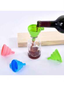 1pc Foldable Mini Blue Funnel, Suitable For Home, Plastic Funnel For Oil Pans, Silicone Funnel For Kitchen Supplies And Outdoor Camping - Multicolor - View 6