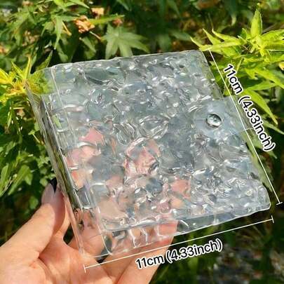 1pc Wavy Transparent Binder Photo Storage Book, Acrylic Clear File Folder Loose-Leaf Binder Cover, Can Be Used As Notebook, Planner, Card Holder, Sticker Book, Photo Album, Stationery Can Be Given As A Gift For Girls