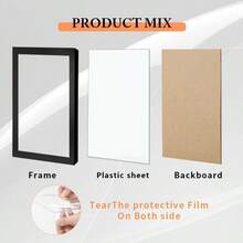 12 X 16"/16 X 20" Picture Frame With Plastic Sheet , Display For 12 X 16 /16 X 20 Poster , Wall Gallery Photo Frames , Black  , Set Of 4 - Black - 4pcs - View 7