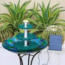 3 Tiered Bird Bath With 3.5W Solar Pump, DIY Solar Fountain Detachable And Suitable For Bird Bath, 3.5W For Solar Bird Bath Fountain, Three-Layer Bird Bath For Solar Fountain, Solar Fountain Pump For Garden Use, Courtyard, Outdoor, Pond, Garden Decoration - Three-layer Wave Style - View 5