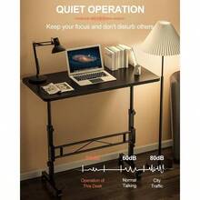 Small Standing Desk Adjustable Height, Mobile Stand Up Desk With Wheels, 32 Inch Portable Rolling Desks For Walking Pad Treadmill Black - Gỗ đen - Xem 6