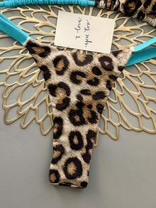 Women's Summer Beach Leopard Print Halter Tie Sexy Bikini Swimsuit Set Vacation - Baby Blue - View 6