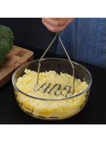 Machacador de patatas, prensa de patatas con mango de acero ondulado, molinillo de alimentos manual, machacador de patatas, herramienta de cocina para machacar - Multicolor - Ver 4