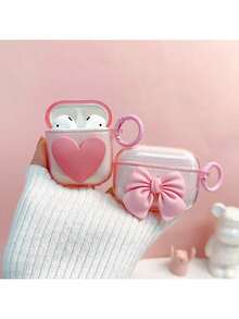 3D粉色爱心蝴蝶结设计保护壳，兼容苹果手机，防刮防摔。 - 粉閃 - 查看 2