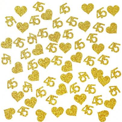 100pcs Number 45 Gold Glitter Confetti – High-Quality Birthday & Anniversary Party Decoration, Table Scatter