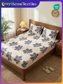 2/3件套印花床笠套装（1件床单+1/2个枕套，不含枕芯），亲肤床垫保护套，印花床垫罩，舒适柔软，透气，多种尺寸可选，适用于单人床/双人床/大号床/特大号床，可机洗，家居装饰，卧室装饰，通过Oeko-Tex认证 - 彩色 - 查看 10