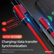 1米 60W 快充 USB Type-C 尼龙编织 90 度弯角数据线，兼容三星及其他 USB-C 手机 - 彩色 - 查看 6