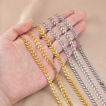 1m Fashionable Stainless Steel Chain With Gold Leaf Pattern, Suitable For DIY Necklace, Bracelet, Anklet Jewelry Making - Stainless Steel Chain - View 6