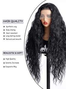 13X6 Lace Front Wigs Water Wave Extra Long Wigs With Baby Hair 30Inches Synthetic Fiber Imported From Japan Elastic Mesh Cap Suitable For All People Halloween,Costume Party Dress Up Daily Use, Family Gatherings,Festivals, Parties, Dressing Up Wigs, Valentine's Day - Black - View 8