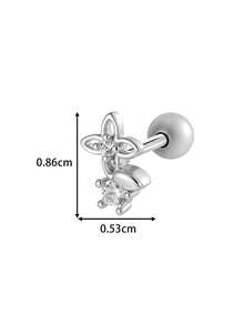 Toppiercing 1pc Korean Fashion Copper Zirconia Stone Creative Design Stainless Steel Cartilage Piercing Earring - Multicolor - View 3