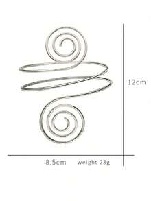 Golden Spiral Pattern Bangle Armlet Arm Jewelry Metallic Arm Cuff Arm Bracelet Arm Bangle For Women's Daily Wear - Bạc - Xem 3
