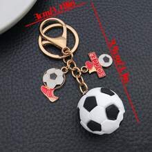 1pc Fashion Sports Soccer Charm Keychain, Enamel Football Lobster Clasp Keychain Bag Charms Purse Charm - Multicolor - View 5