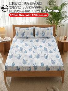 2/3件套印花床上用品套装（1件床单+1/2个枕套，不含枕芯），亲肤舒适床垫保护套，柔软透气，多种尺寸可选，适用于单人床/双人床/大号床/特大号床，可机洗，家居卧室装饰 - 彩色 - 查看 23