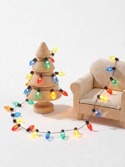 POKOJA LAND 2m Doll House Miniature Lighting String: 1/12 Scale Mini Fake Lamps For New Year, Easter, Holiday Celebration, Party Decor Scene Model (Random Lamp Color)