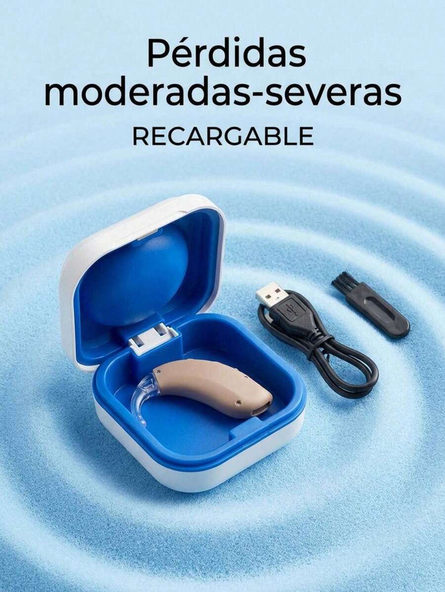Audífonos aparato auditivo recargable de alta potencia diseñados para personas con pérdida auditiva moderada a severa ofrecen amplificación avanzada sonido claro y estable para mejorar la comprensión del habla en distintos entornos cuentan con diseño ergonómico cómodo, para uso prolongado tecnología confiable para reducir distorsión y mejorar la experiencia auditiva ideales para uso diario compatibles con accesorios auditivos esenciales solución efectiva para mejorar la calidad de vida y la comunicación diaria - Bronce - Ver 1