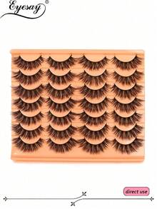 新款14对假睫毛，纤细轻盈，自然逼真，打造猫眼妆效，貂毛绒绒，狐狸眼造型，条状假睫毛，尺寸6-18毫米 - 濃密款 - 查看 2