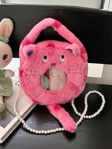 Cartoon Cute Dot Cat Bag Handbag Single Shoulder Bag Large Capacity Student Fashion Versatile Crossbody Bag - Pink - View 7