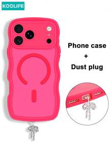 Tapón antipolvo rojo rosa con lazo de diamantes de imitación