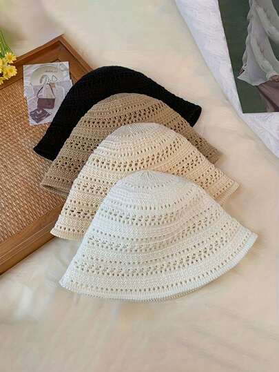 1pc Women's Solid Color Breathable Sun Hat, Minimalist Fashion Beach Sunhat, Suitable For Beach Activities