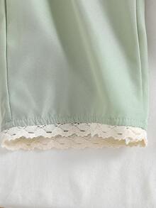 2pcs Mint Green Sleeveless Lace Trim Top And Straight Leg Pants Set For Baby Girls, Summer - Mint Green - View 6