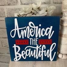 4th Of July Patriotic Wooden Tiered Tray Decor Set - Red White Blue Rustic Farmhouse Decor For Independence Day Memorial Day Home Table Porch Indoor Outdoor - F - 查看 6