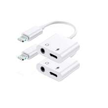 Adaptador de carga rápida de rayo a conector de auriculares de 3.5 mm, 1-2 piezas, adaptador de conector de auriculares de 3.5 mm, cable divisor de carga y audio compatible con iPhone 14/Pro Max/13/Plus/12/11/XS/8/XS 7/6, regalo de primavera - Blanco - Ver 7