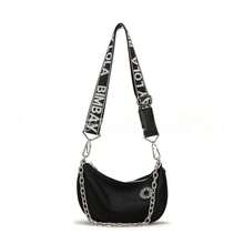 New Metal Chain Wide Shoulder Strap Chain Underarm Bag Detachable Shoulder Strap Letter Bag Versatile Single Shoulder Women's Bag - 黑色 - 查看 1