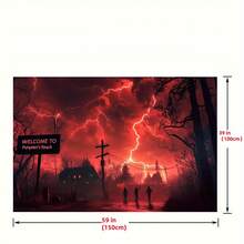 1pc Horror Thunderstorm Lightning Red Forest Party Decorations - Vampire/Purgatory-Themed Poster With Lightning Effects - Heavy-Duty For Horror Game Nights, Haunted House, Birthday Party - Bold Lightning Bolt Design - /Purgatory TV Show Inspired - Indoor/ Use - Easy-To-Hang Horror Party Banner - Perfect For Horror Fans & Stranger-Themed Events - 如圖所示 - 查看 2