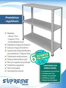 3 Adjustable Steel Shelves 25x77cm 25kg Multipurpose Shelf Various Colors - màu xanh lá - Xem 4