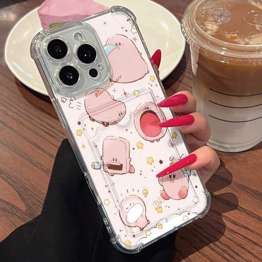 Cute Pink Creatures Transforming Into Various Objects. This Stylish Phone Case Is Compatible With Samsung, Apple, OPPO, ,And So On.Made Of Flexible TPU Material,Shock-Resistant,Scratch-Resistant, It Offers Excellent Drop Protection And A Comfortable Grip. It's An Ideal Gift For Family, Friends, And Loved Ones, And A Perfect Choice For Festivals,Fundas Para ,Cardholder Cases,Valentine's Day,Quick Ship Items - 無色 - 查看 1